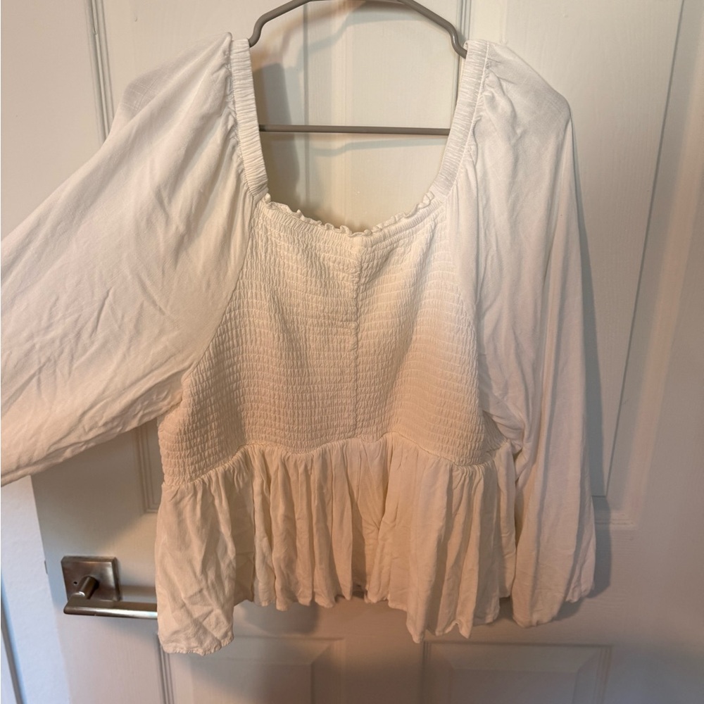 Torrid Peplum like long-Sleeve Top - White - Picture 6 of 6